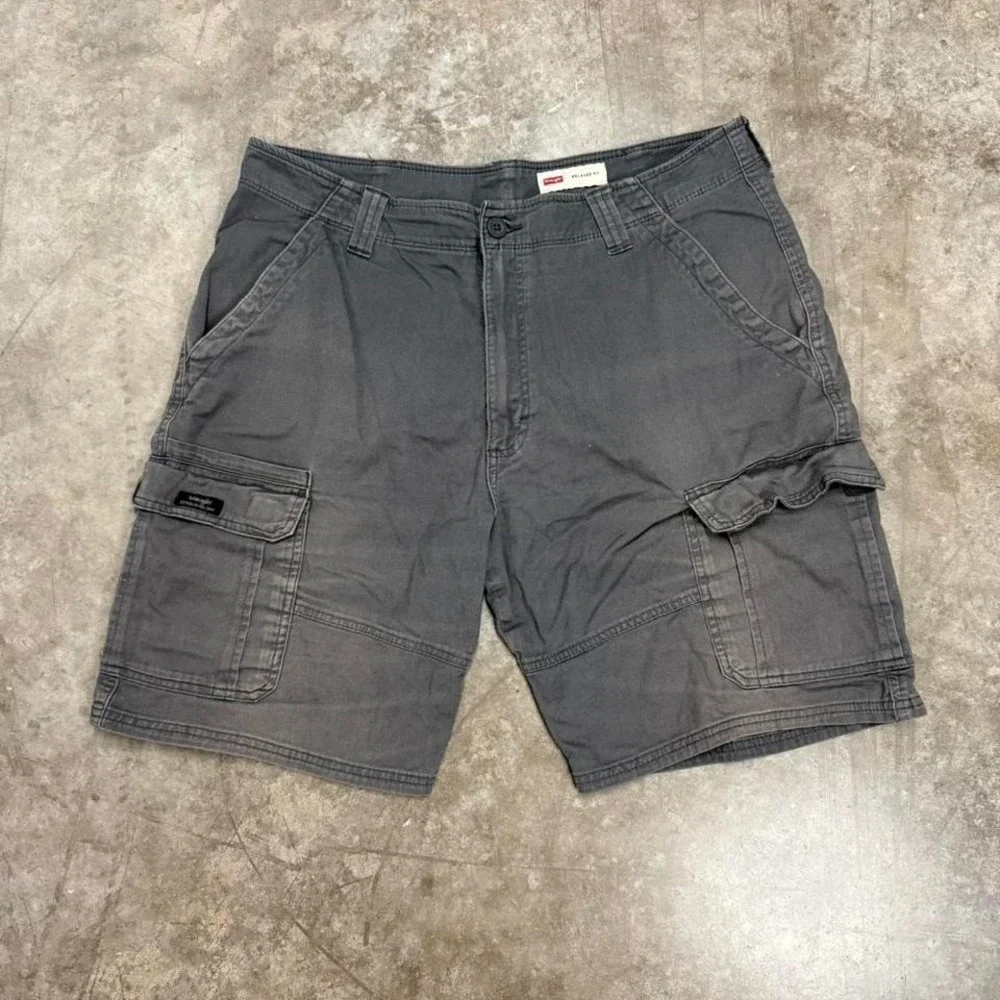 Wrangler‎ Grey Distressed & Faded Y2K Cargo Shorts Size 36